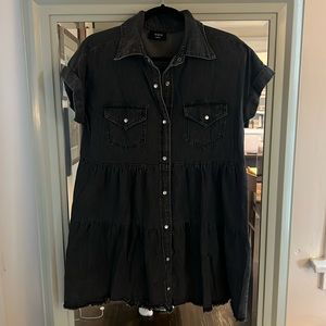 Washed Grey/Black Denim Dress